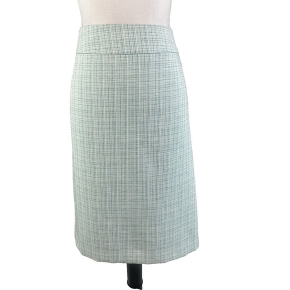 Evan Picone Skirt Plus sz 18 Green Plaid Tweed Straight Knee Suit Career Church - Picture 1 of 10